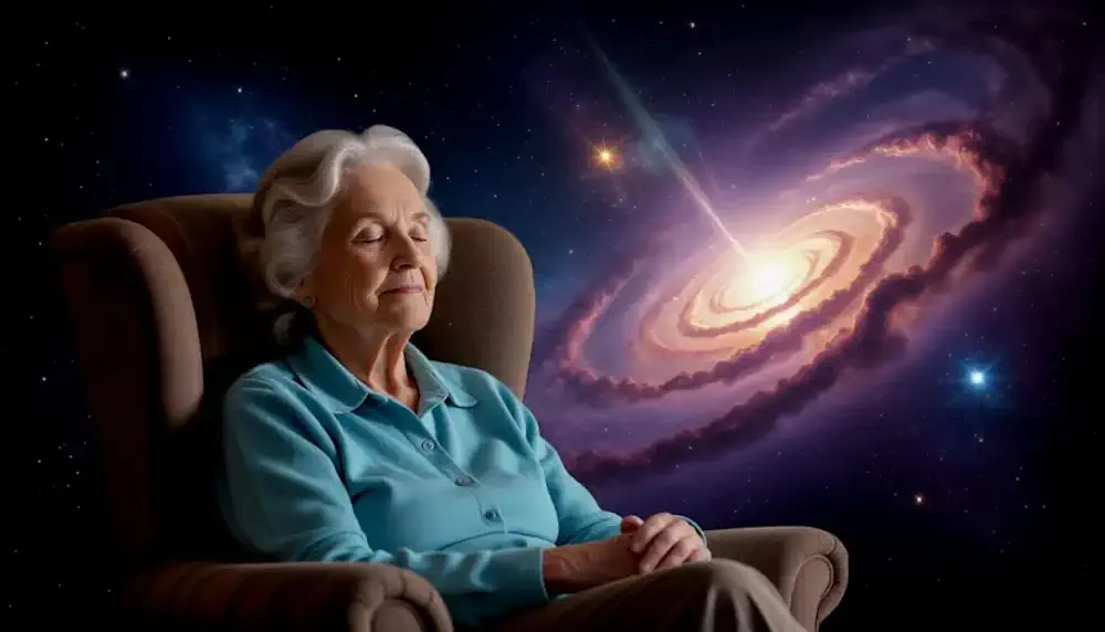 Senior woman visualizing health and peace