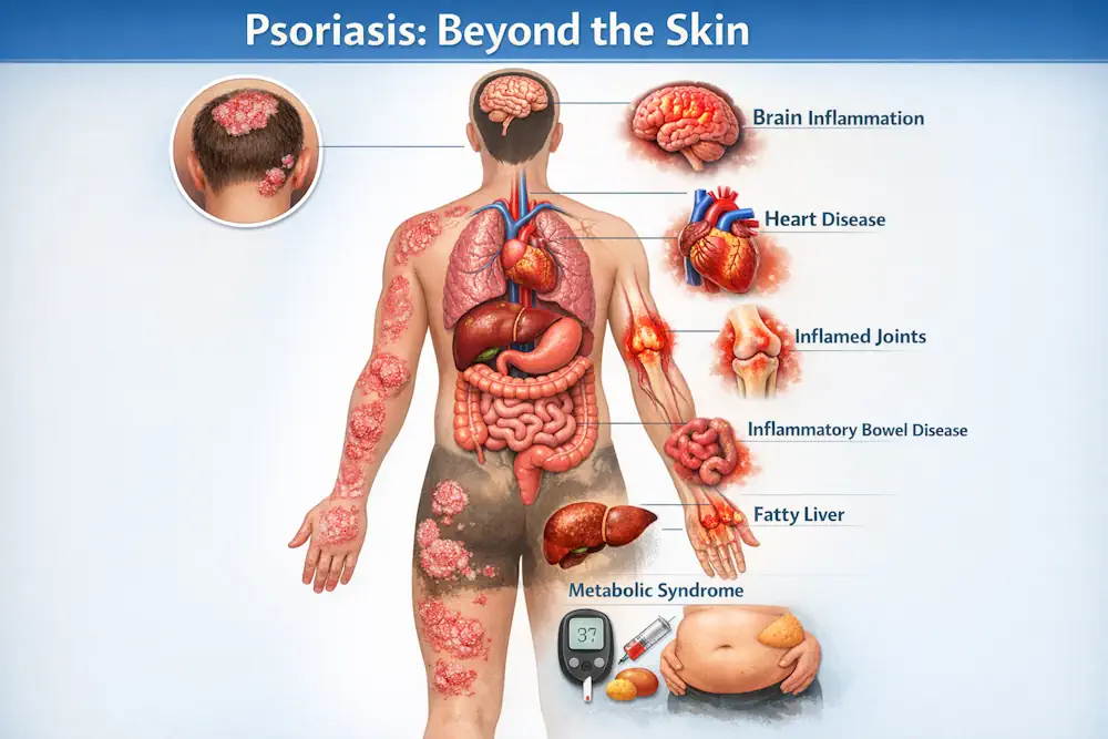 Systemic inflammation in psoriasis infographic