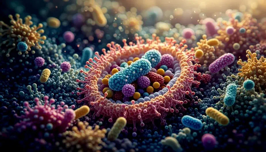 Trillions of microorganisms in the human gut